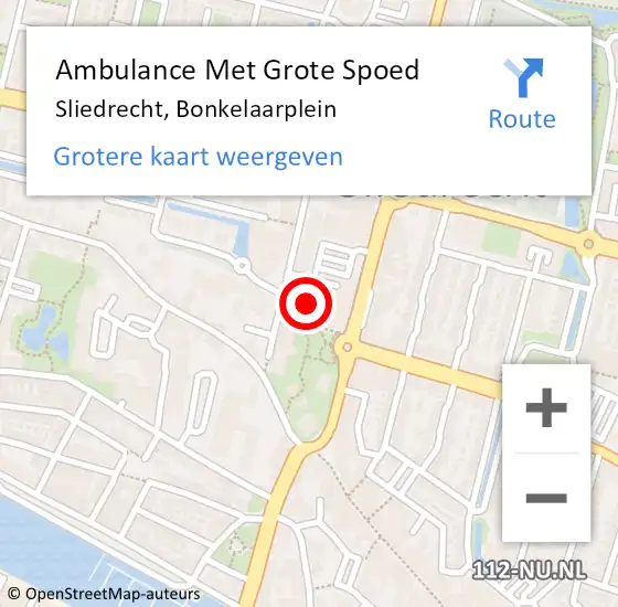 Locatie op kaart van de 112 melding: Ambulance Met Grote Spoed Naar Sliedrecht, Bonkelaarplein op 12 februari 2024 10:49