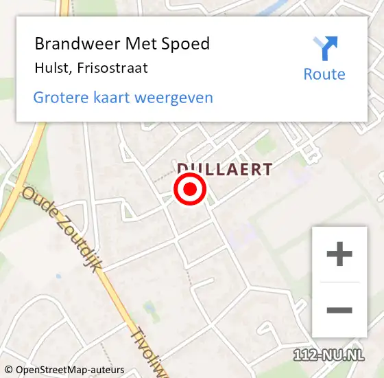 Locatie op kaart van de 112 melding: Brandweer Met Spoed Naar Hulst, Frisostraat op 12 februari 2024 10:54