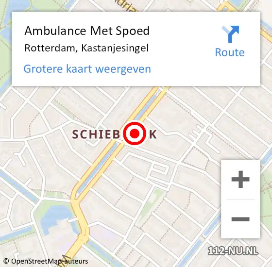 Locatie op kaart van de 112 melding: Ambulance Met Spoed Naar Rotterdam, Kastanjesingel op 12 februari 2024 11:21