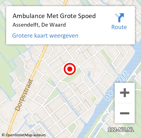 Locatie op kaart van de 112 melding: Ambulance Met Grote Spoed Naar Assendelft, De Waard op 12 februari 2024 11:38