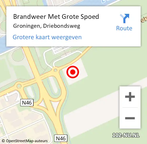 Locatie op kaart van de 112 melding: Brandweer Met Grote Spoed Naar Groningen, Driebondsweg op 12 februari 2024 11:38