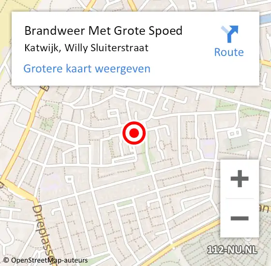 Locatie op kaart van de 112 melding: Brandweer Met Grote Spoed Naar Katwijk, Willy Sluiterstraat op 12 februari 2024 11:42