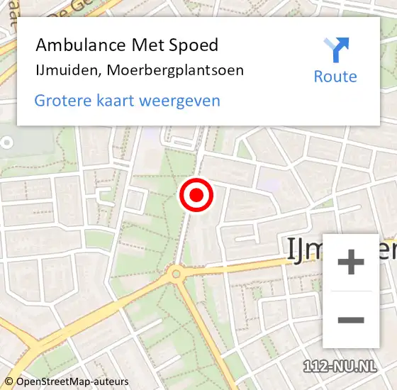 Locatie op kaart van de 112 melding: Ambulance Met Spoed Naar IJmuiden, Moerbergplantsoen op 12 februari 2024 11:44