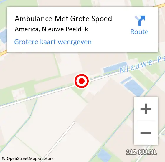 Locatie op kaart van de 112 melding: Ambulance Met Grote Spoed Naar America, Nieuwe Peeldijk op 25 september 2014 15:33