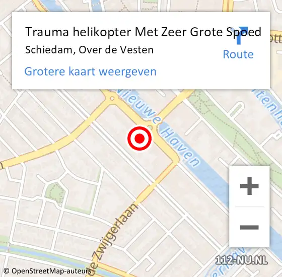 Locatie op kaart van de 112 melding: Trauma helikopter Met Zeer Grote Spoed Naar Schiedam, Over de Vesten op 12 februari 2024 12:21