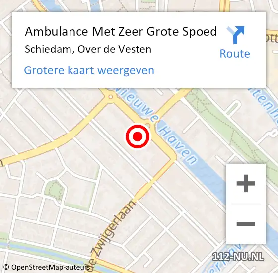 Locatie op kaart van de 112 melding: Ambulance Met Zeer Grote Spoed Naar Schiedam, Over de Vesten op 12 februari 2024 12:23