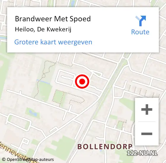 Locatie op kaart van de 112 melding: Brandweer Met Spoed Naar Heiloo, De Kwekerij op 12 februari 2024 12:24