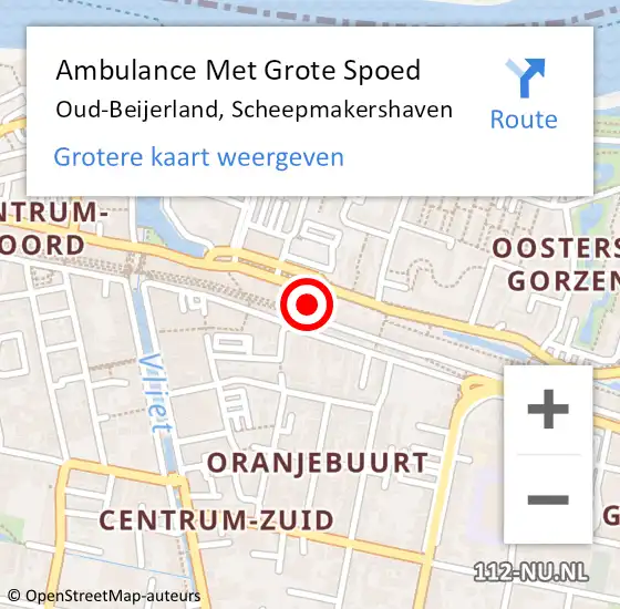 Locatie op kaart van de 112 melding: Ambulance Met Grote Spoed Naar Oud-Beijerland, Scheepmakershaven op 12 februari 2024 12:25