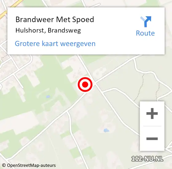 Locatie op kaart van de 112 melding: Brandweer Met Spoed Naar Hulshorst, Brandsweg op 25 september 2014 15:41