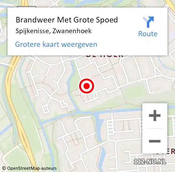 Locatie op kaart van de 112 melding: Brandweer Met Grote Spoed Naar Spijkenisse, Zwanenhoek op 12 februari 2024 13:19