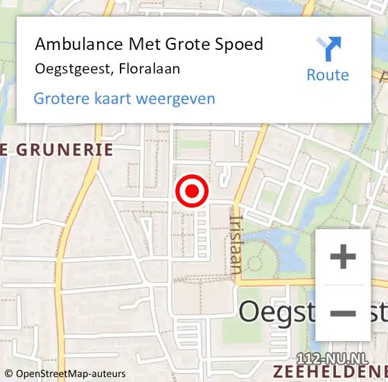 Locatie op kaart van de 112 melding: Ambulance Met Grote Spoed Naar Oegstgeest, Floralaan op 12 februari 2024 13:21