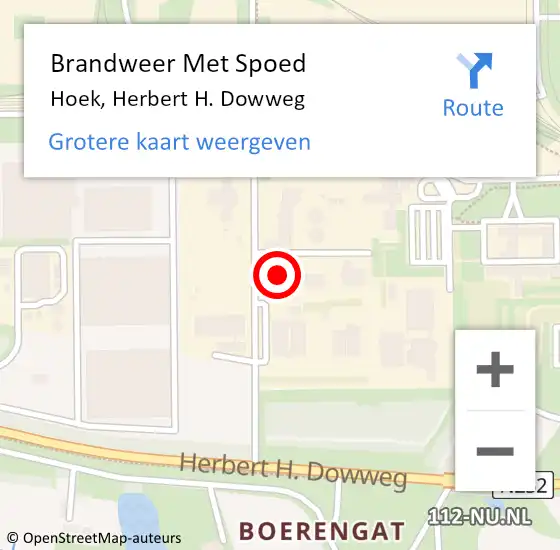 Locatie op kaart van de 112 melding: Brandweer Met Spoed Naar Hoek, Herbert H. Dowweg op 12 februari 2024 13:47