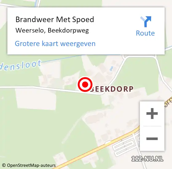 Locatie op kaart van de 112 melding: Brandweer Met Spoed Naar Weerselo, Beekdorpweg op 12 februari 2024 13:54