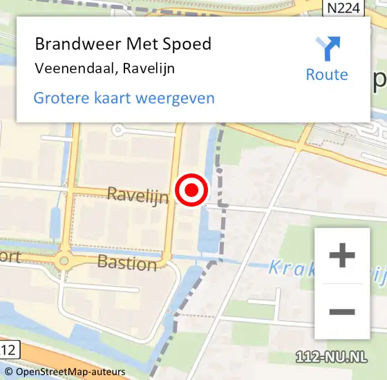 Locatie op kaart van de 112 melding: Brandweer Met Spoed Naar Veenendaal, Ravelijn op 12 februari 2024 14:05