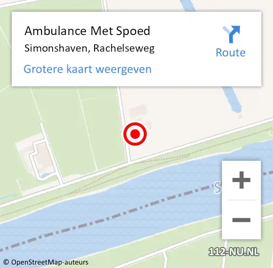 Locatie op kaart van de 112 melding: Ambulance Met Spoed Naar Simonshaven, Rachelseweg op 12 februari 2024 14:09