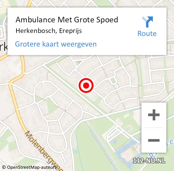 Locatie op kaart van de 112 melding: Ambulance Met Grote Spoed Naar Herkenbosch, Ereprijs op 12 februari 2024 14:16