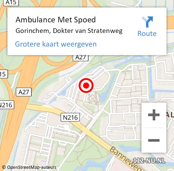 Locatie op kaart van de 112 melding: Ambulance Met Spoed Naar Gorinchem, Dokter van Stratenweg op 12 februari 2024 14:18
