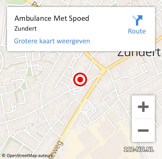 Locatie op kaart van de 112 melding: Ambulance Met Spoed Naar Zundert op 12 februari 2024 14:21