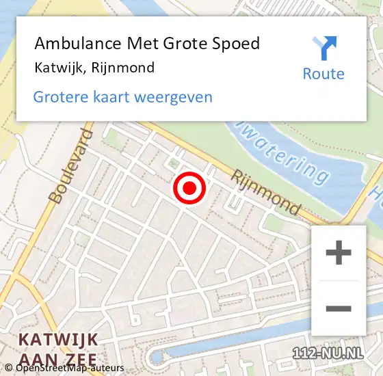 Locatie op kaart van de 112 melding: Ambulance Met Grote Spoed Naar Katwijk, Rijnmond op 12 februari 2024 14:40