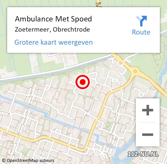 Locatie op kaart van de 112 melding: Ambulance Met Spoed Naar Zoetermeer, Obrechtrode op 12 februari 2024 14:57