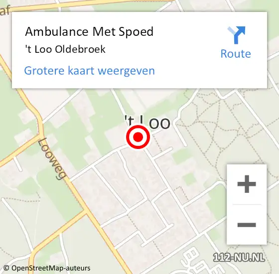 Locatie op kaart van de 112 melding: Ambulance Met Spoed Naar 't Loo Oldebroek op 12 februari 2024 15:04