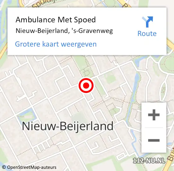 Locatie op kaart van de 112 melding: Ambulance Met Spoed Naar Nieuw-Beijerland, 's-Gravenweg op 12 februari 2024 15:08