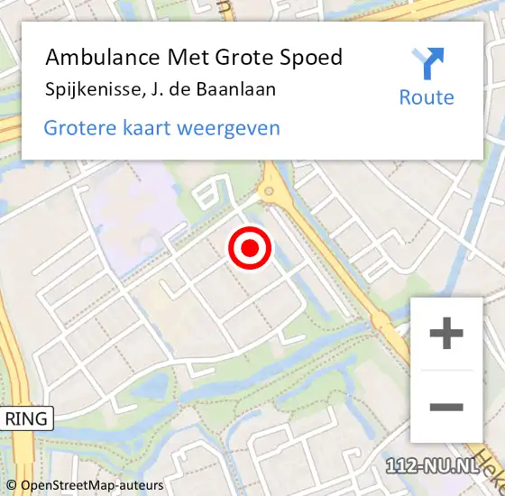 Locatie op kaart van de 112 melding: Ambulance Met Grote Spoed Naar Spijkenisse, J. de Baanlaan op 12 februari 2024 15:41