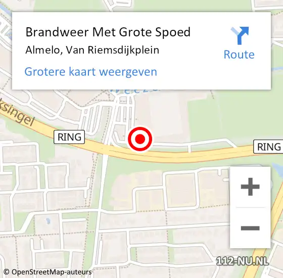 Locatie op kaart van de 112 melding: Brandweer Met Grote Spoed Naar Almelo, Van Riemsdijkplein op 12 februari 2024 15:58