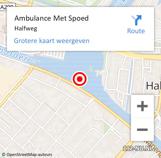 Locatie op kaart van de 112 melding: Ambulance Met Spoed Naar Halfweg op 12 februari 2024 16:07