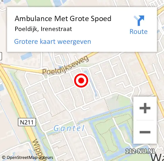 Locatie op kaart van de 112 melding: Ambulance Met Grote Spoed Naar Poeldijk, Irenestraat op 12 februari 2024 16:09