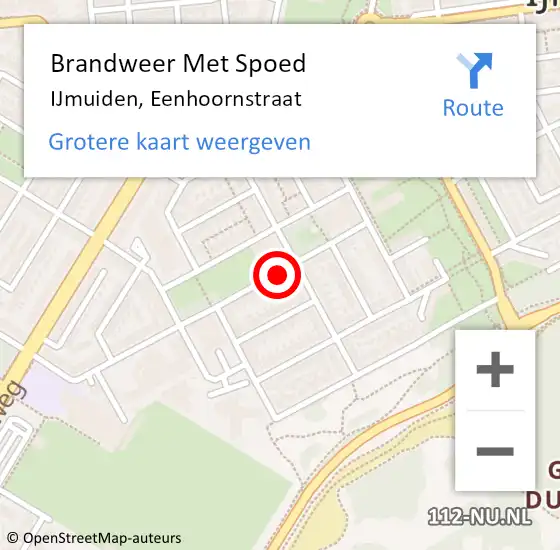 Locatie op kaart van de 112 melding: Brandweer Met Spoed Naar IJmuiden, Eenhoornstraat op 12 februari 2024 16:20