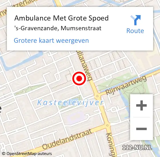 Locatie op kaart van de 112 melding: Ambulance Met Grote Spoed Naar 's-Gravenzande, Mumsenstraat op 12 februari 2024 16:55