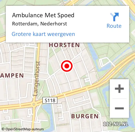Locatie op kaart van de 112 melding: Ambulance Met Spoed Naar Rotterdam, Nederhorst op 12 februari 2024 16:56