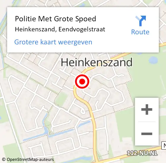 Locatie op kaart van de 112 melding: Politie Met Grote Spoed Naar Heinkenszand, Eendvogelstraat op 12 februari 2024 17:11