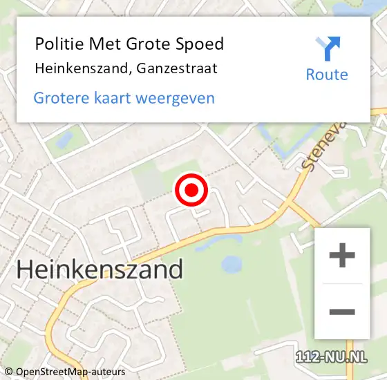 Locatie op kaart van de 112 melding: Politie Met Grote Spoed Naar Heinkenszand, Ganzestraat op 12 februari 2024 17:14