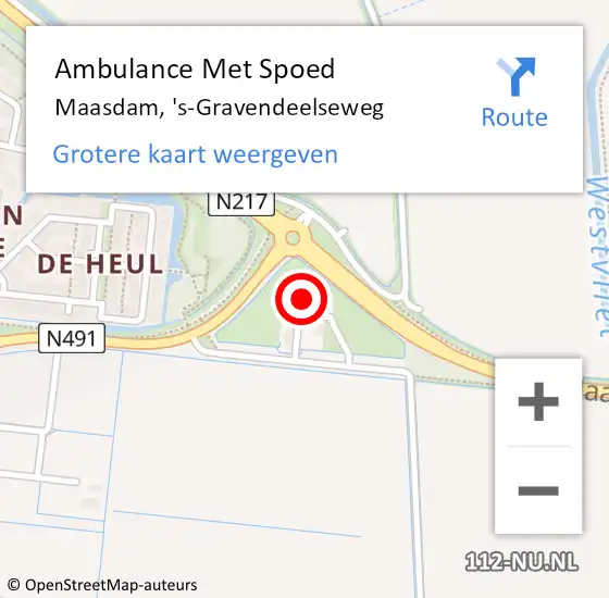 Locatie op kaart van de 112 melding: Ambulance Met Spoed Naar Maasdam, 's-Gravendeelseweg op 12 februari 2024 17:18