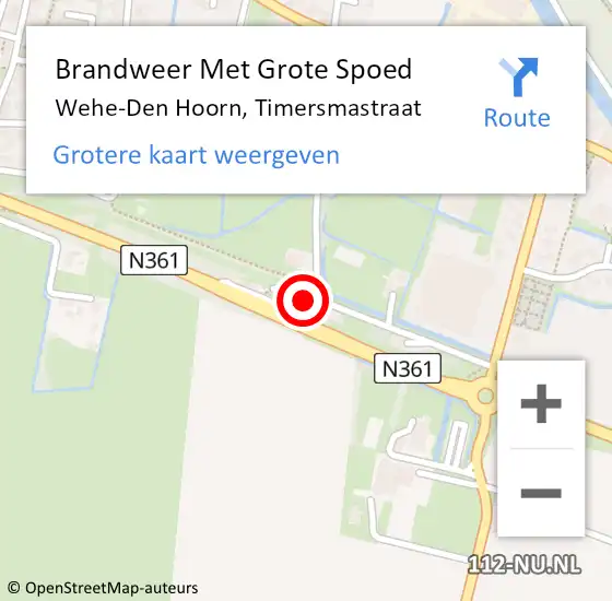 Locatie op kaart van de 112 melding: Brandweer Met Grote Spoed Naar Wehe-Den Hoorn, Timersmastraat op 25 september 2014 16:11