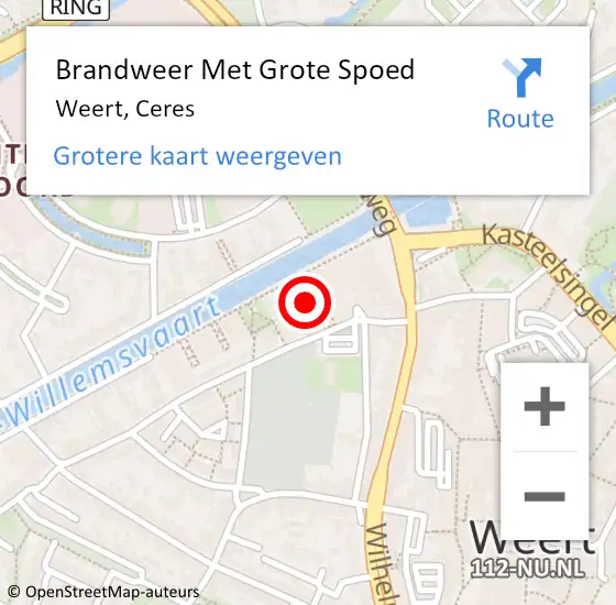 Locatie op kaart van de 112 melding: Brandweer Met Grote Spoed Naar Weert, Ceres op 12 februari 2024 17:41