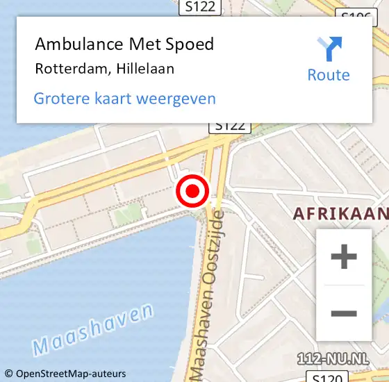 Locatie op kaart van de 112 melding: Ambulance Met Spoed Naar Rotterdam, Hillelaan op 12 februari 2024 17:42