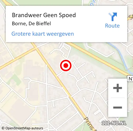 Locatie op kaart van de 112 melding: Brandweer Geen Spoed Naar Borne, De Bieffel op 12 februari 2024 17:49