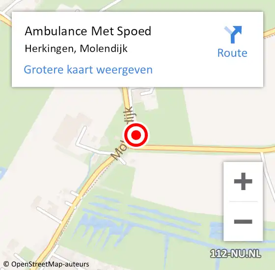 Locatie op kaart van de 112 melding: Ambulance Met Spoed Naar Herkingen, Molendijk op 12 februari 2024 17:53