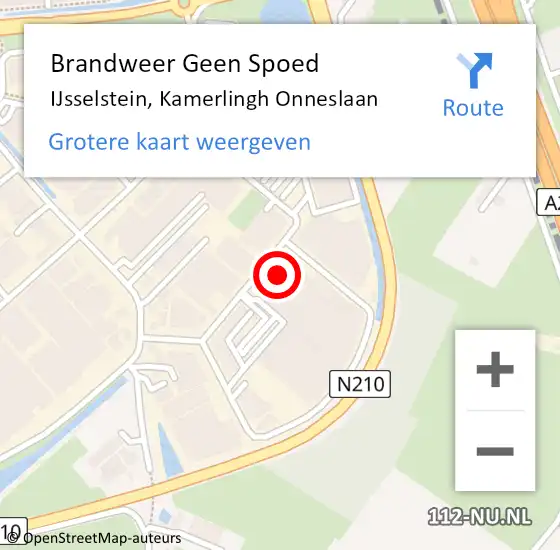 Locatie op kaart van de 112 melding: Brandweer Geen Spoed Naar IJsselstein, Kamerlingh Onneslaan op 12 februari 2024 18:25