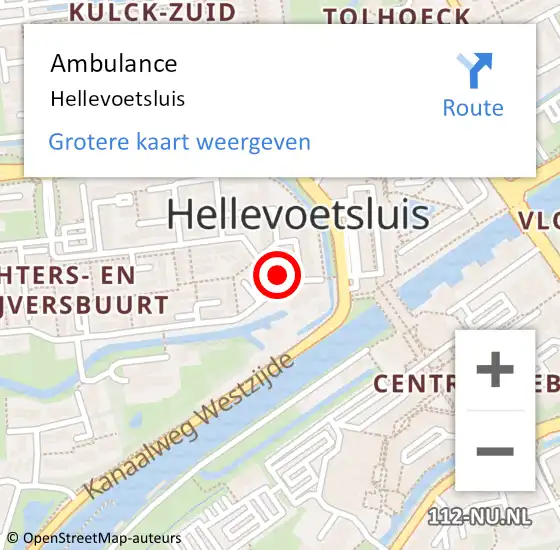 Locatie op kaart van de 112 melding: Ambulance Hellevoetsluis op 12 februari 2024 18:27