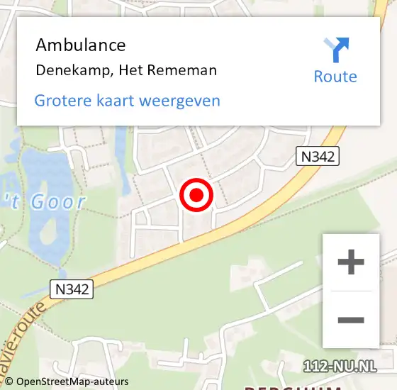 Locatie op kaart van de 112 melding: Ambulance Denekamp, Het Rememan op 12 februari 2024 18:30