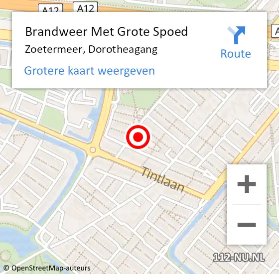 Locatie op kaart van de 112 melding: Brandweer Met Grote Spoed Naar Zoetermeer, Dorotheagang op 12 februari 2024 18:39