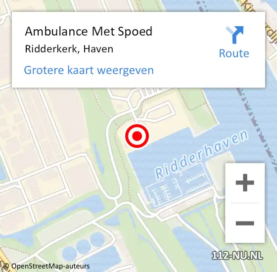 Locatie op kaart van de 112 melding: Ambulance Met Spoed Naar Ridderkerk, Haven op 12 februari 2024 18:59