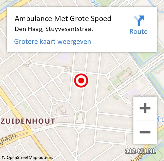 Locatie op kaart van de 112 melding: Ambulance Met Grote Spoed Naar Den Haag, Stuyvesantstraat op 12 februari 2024 19:09