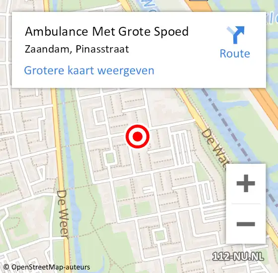 Locatie op kaart van de 112 melding: Ambulance Met Grote Spoed Naar Zaandam, Pinasstraat op 12 februari 2024 19:26