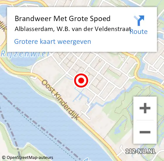 Locatie op kaart van de 112 melding: Brandweer Met Grote Spoed Naar Alblasserdam, W.B. van der Veldenstraat op 12 februari 2024 20:11