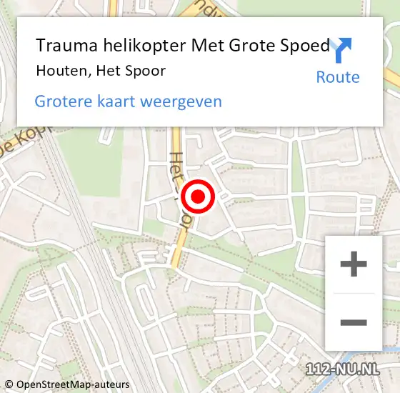 Locatie op kaart van de 112 melding: Trauma helikopter Met Grote Spoed Naar Houten, Het Spoor op 12 februari 2024 20:51